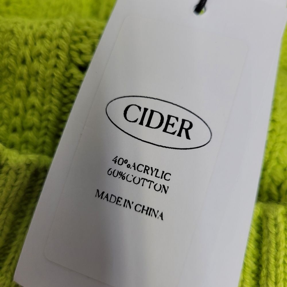 New Cider Lime Green Floral Embroidery Knit Sweater Cropped Tank Top M — image 6 of 8